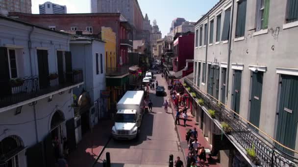 New Orleans Louisiana Usa Flygfoto Över Bourbon Street Franska Kvarteret — Stockvideo
