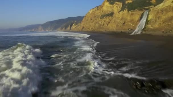 Drone Shot Alamere Falls Point Reyes California Bellissimo Filmato Drone — Video Stock