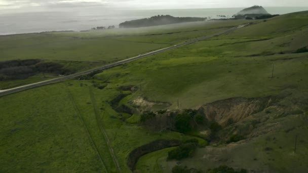 Drone Shot Pacific Coast Cliffs Big Sur Carmel Highlands California — Stock video