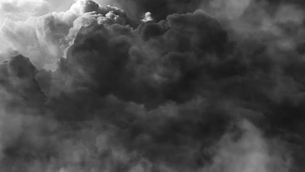 Donkere Cumulus Wolk Oppervlak Met Onweersbuien Stakingen — Stockvideo