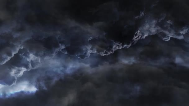 Μια Καταιγίδα Αστραπές Χτυπούν Μέσα Στα Σκοτεινά Σύννεφα — Αρχείο Βίντεο