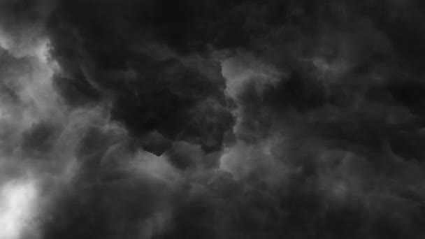 Pov Una Tormenta Dentro Una Nube Espesa Oscura — Vídeo de stock