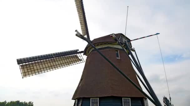 Nahaufnahme Der Flügel Einer Windmühle Die Sich Holland Dreht — Stockvideo