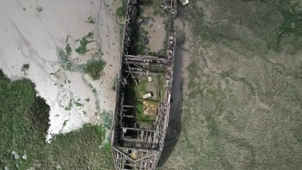 Shipwreck River Medway Kent Rising Drone Anerial View — Stock video