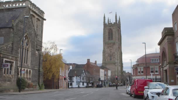 Staden Nottingham Och Derby Stad Gamla Torget — Stockvideo