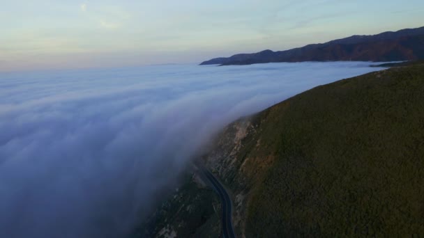 Drone Skott Stilla Kustklippor Nära Big Sur Och Carmel Highlands — Stockvideo