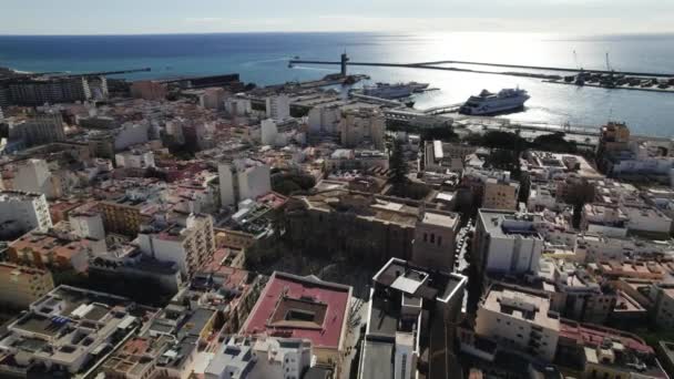 Воздушный Путь Собору Альмерии Порту Заднем Плане Андалусия — стоковое видео