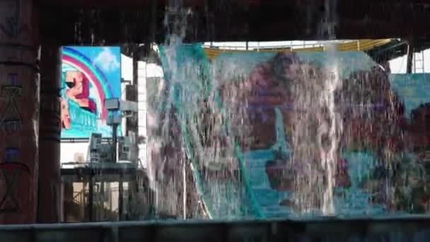 Extreme Water Sport Flume Rit Met Grootste Druppel Met Water — Stockvideo