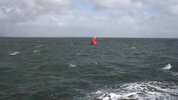 Ship Passing Red Buoy — Stock Video