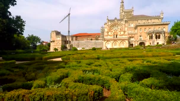 Blick Vom Garten Vor Dem Historischen Palace Hotel Bussaco Bei — Stockvideo