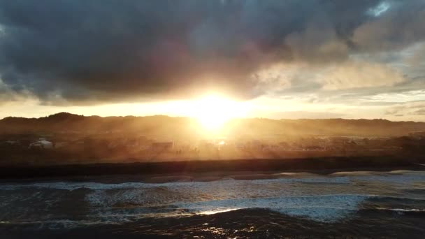 Este Vídeo Belo Pôr Sol Com Mar Japão Tomado Por — Vídeo de Stock