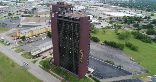 Luchtfoto Van Tornado Schade Aan Remington Tower Tulsa Oklahoma Augustus — Stockvideo