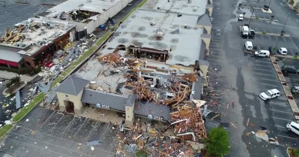 Aerial View Tornado Damage Businesses Tulsa Oklahoma August 2020 — Stock video