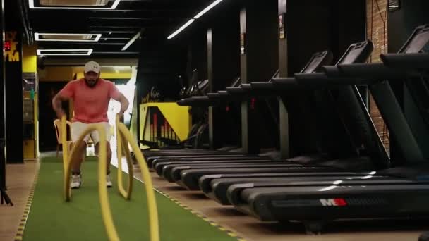 Баттлинг Упражнение Тела Тренажерном Зале Медленное Движение — стоковое видео
