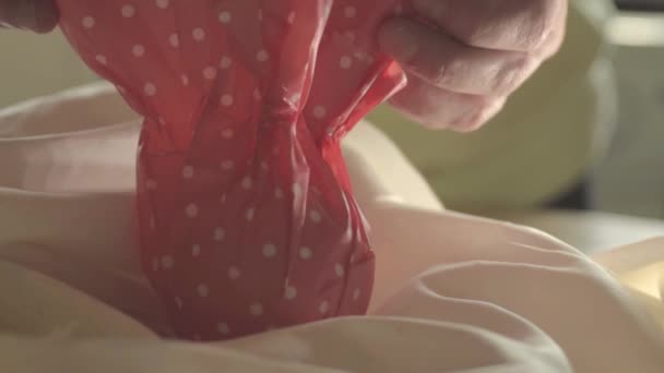 Opening Wrapped Gift — Vídeo de Stock