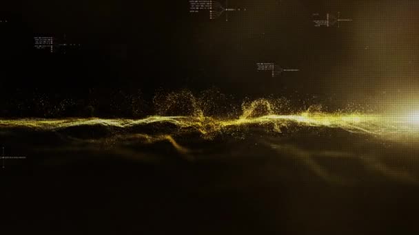 Futuristic Digitally Generated Motion Graphic Particles Wave Flowing Virtual Reality — Stockvideo