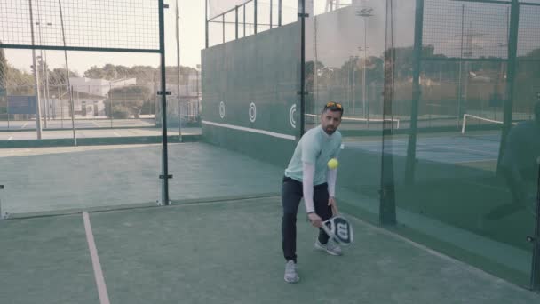 Padel Backhand Lob Hit Slow Motion — ストック動画