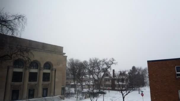 Tempo Lapso Tempestade Neve Bairro Residencial Minneapolis — Vídeo de Stock