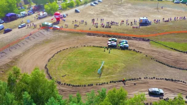 Αθλητικές Εκδηλώσεις Autocross Σπορ Αυτοκίνητα Τρέχουν Παραδοσιακό Ράλι Αγωνιστικό Αυτοκίνητο — Αρχείο Βίντεο
