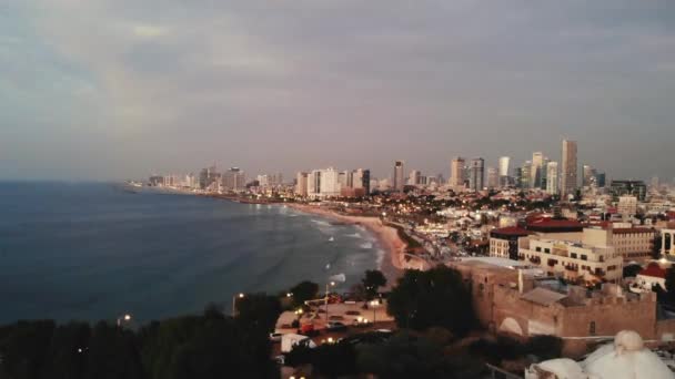Drone Landing Amphitheater Jaffo Tel Aviv — Stock Video