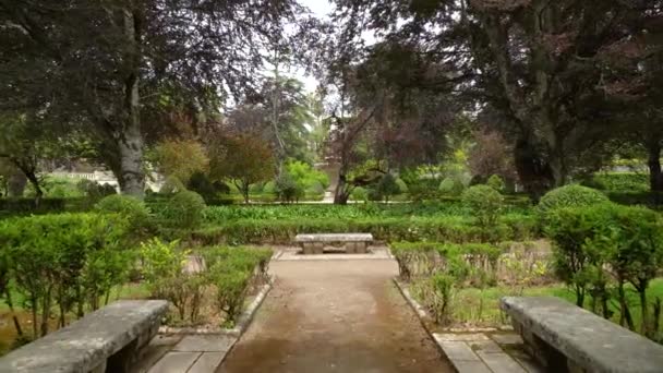 Stone Benches Botanical Garden University Coimbra — ストック動画