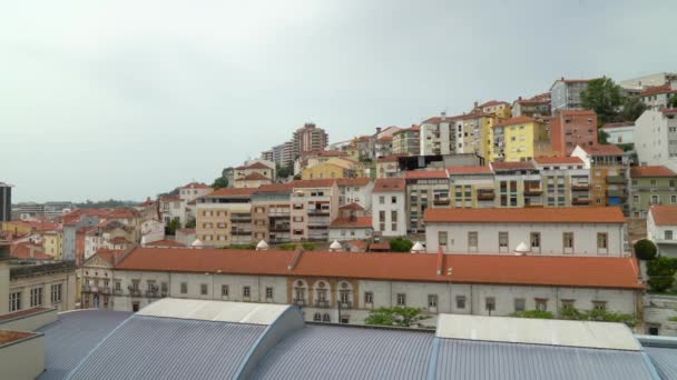 Panoramic Shot Traditional Beautiful Colorful Houses Portugal Coimbra — Stok video