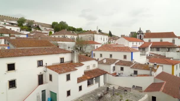 Cloudy Day Beautiful Ancient Houses Castle Bidos — Vídeos de Stock