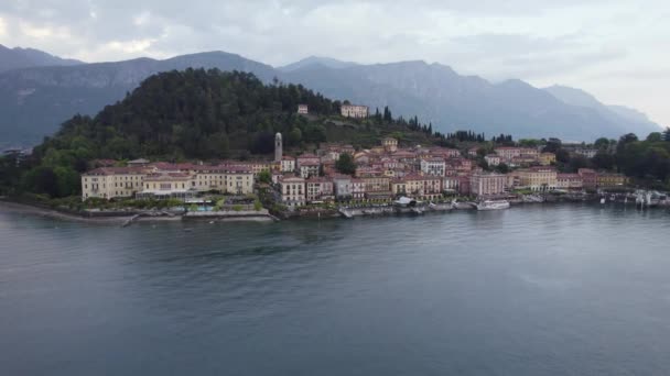 Scenic Bellagio Sur Destination Touristique Populaire Lac Côme Italie Aérien — Video