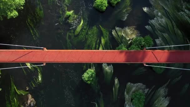 ウラ川にかかるジモンド橋の垂直トップダウン ゆっくりと上昇 — ストック動画
