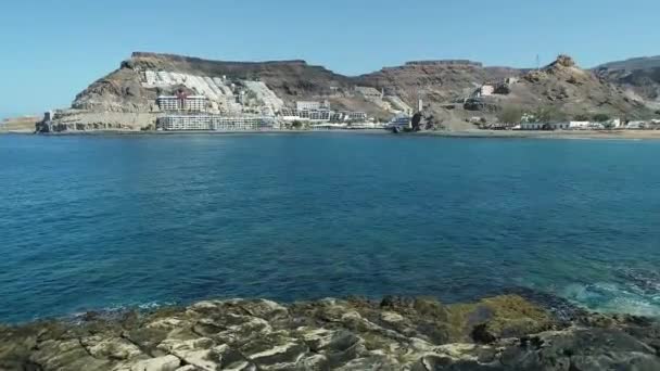 Aerial View Drone Flying Low Sea Direction Coast Gran Canaria — 图库视频影像