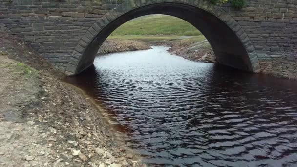 Petit Pont Dans Les Landes Yorkshire Avec Rivière Tachée Tourbe — Video