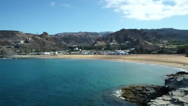 Aerial Drone View Empty Beach Early Morning — Video