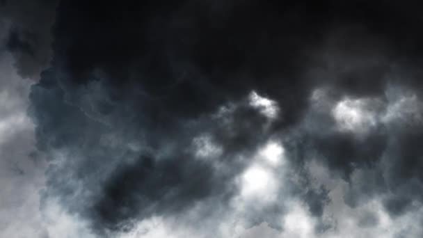 Gewitter Das Auf Die Dunklen Kumulonimbuswolken Himmel Zufliegt — Stockvideo