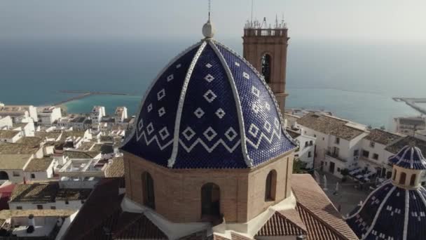 Eglise Notre Dame Consolation Altea Espagne Survolez Dôme Bleu Révélez — Video