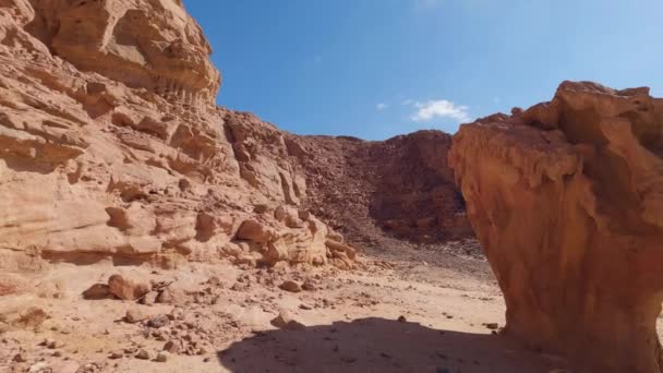 Sandstone Rock Formed Wind Mushroom Rock Formation Colored Canyon — Stockvideo