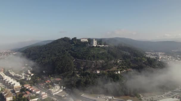 Aerial Approaching Santa Luzia Sanctuary Viana Castelo Norte Region Portugal — Stock Video