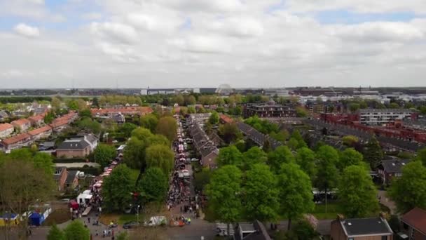 View Crowded Street Markets Hendrik Ido Ambacht King Day Celebration — Stok Video