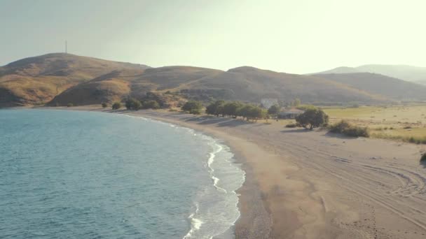 Чудове Широке Фото Ідилічного Пляжу Сіґрі Острів Левос Греція — стокове відео