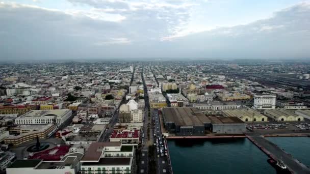 Drone Disparo Veracruz Paseo Marítimo Amanecer — Vídeo de stock