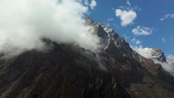 Drone Epico Alta Montagna Tra Montagne Dell Annapurna Nepal — Video Stock