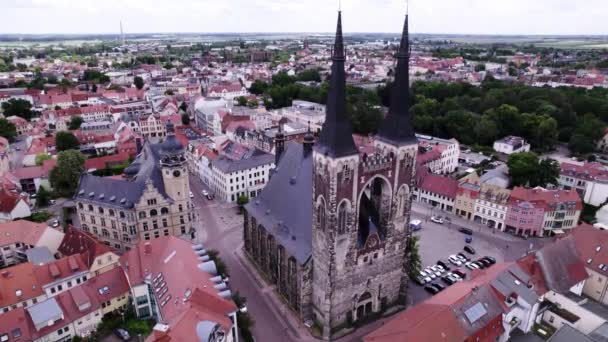 Вид Повітря Перед Церквою Святого Якова Місті Кенет Німеччина — стокове відео
