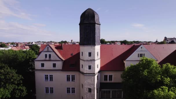 Sideways Slide Back Kthen Castle Germany Sunny Day — Wideo stockowe