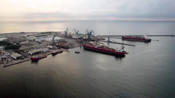 Forgó Drónfelvétel Veracruz Kikötőjéről Napkeltekor — Stock videók