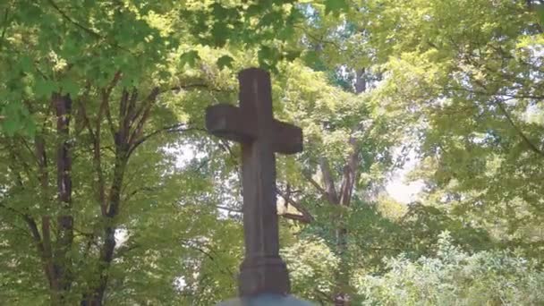 Ornate Gravestone Christian Graveyard Munich Old Cemetery Many Buried Personalities — Vídeo de Stock