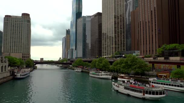 Σικάγο Riverwalk Θέα Μαΐου 2022 — Αρχείο Βίντεο