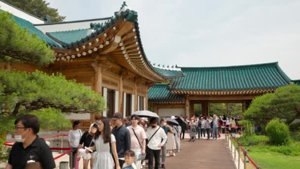 Long Crowd People Waiting See Presidential Residence Made Korean Traditional — 비디오