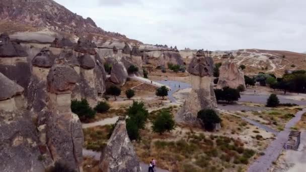 Feeënschoorstenen Cappadocië Turkije — Stockvideo