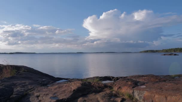 Kliffen Aan Kust Van West Finland Oostzee Eilanden Archipel Statisch — Stockvideo