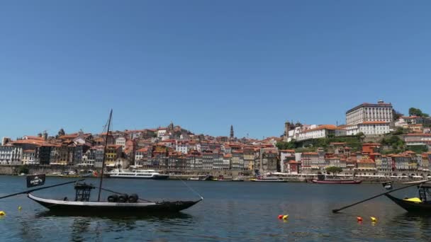 Timelapse River Duoro Stunning Clear Summer Europejski Dzień Łodzi Pływających — Wideo stockowe