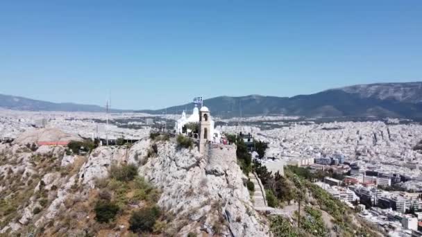 Video Droni Orbita Sul Monte Lycabettus Atene Grecia — Video Stock